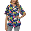 Beach Seashell Floral Theme Women's Hawaiian Shirt