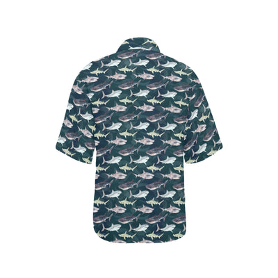 Shark Pattern Print Women's Hawaiian Shirt