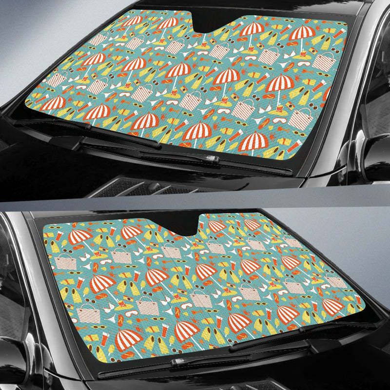 Beach Scene Pattern Print Design 02 Car Sun Shade-JORJUNE.COM