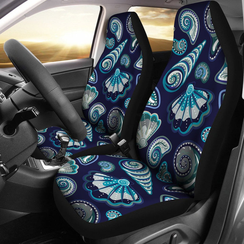 Beach Seashell Blue Print Universal Fit Car Seat Covers