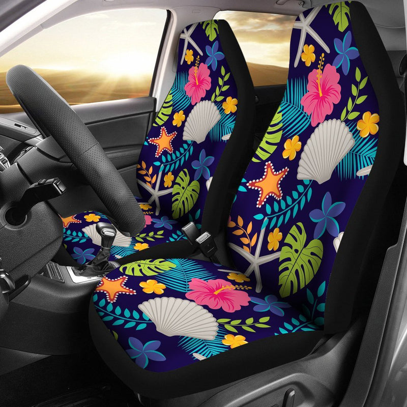 Beach Seashell Floral Theme Universal Fit Car Seat Covers