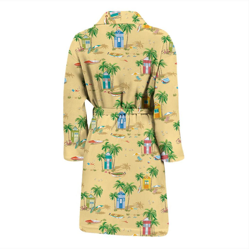 Beach Themed Pattern Print Design 01 Men Bathrobe-JORJUNE.COM