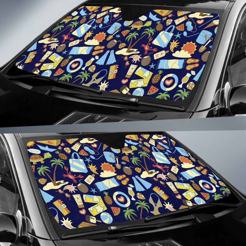 Beach Themed Pattern Print Design 04 Car Sun Shade-JORJUNE.COM