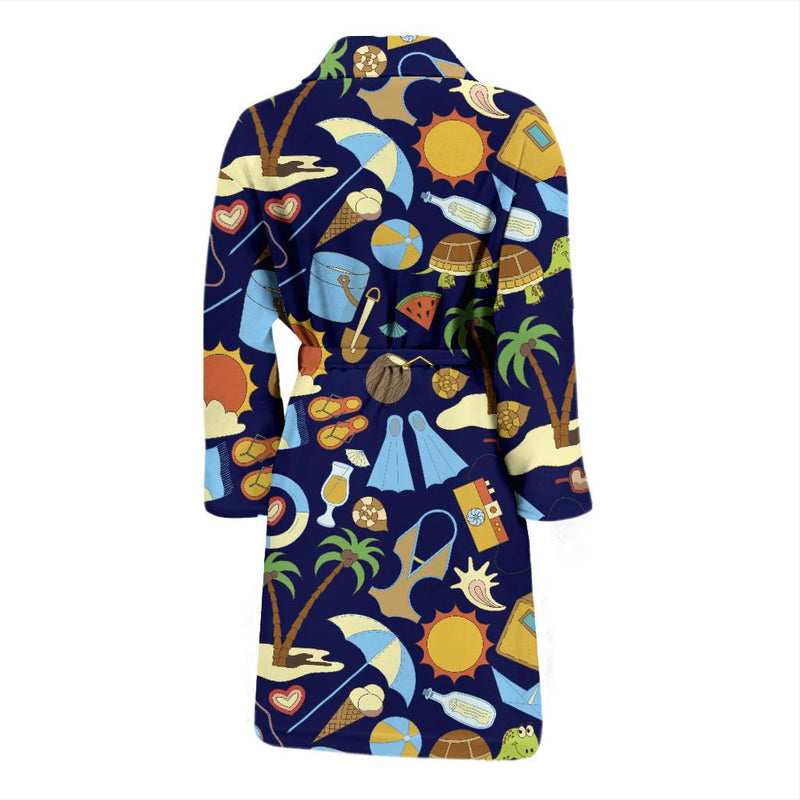 Beach Themed Pattern Print Design 04 Men Bathrobe-JORJUNE.COM