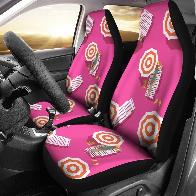 Beach Top View Umbrella Theme Universal Fit Car Seat Covers