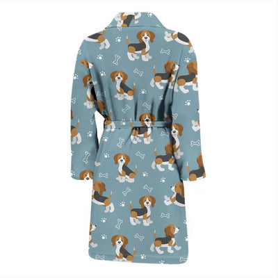 Beagle Pattern Print Design 02 Men Bathrobe-JORJUNE.COM