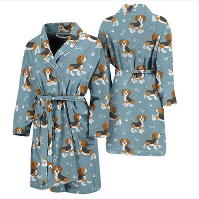 Beagle Pattern Print Design 02 Men Bathrobe-JORJUNE.COM