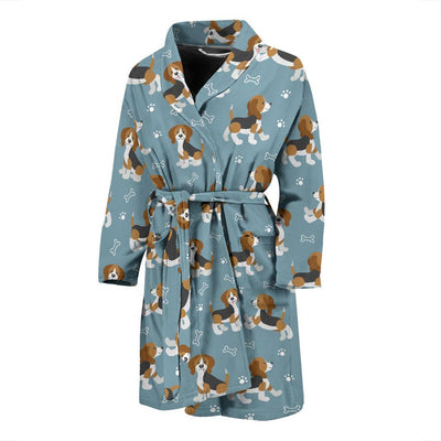 Beagle Pattern Print Design 02 Men Bathrobe-JORJUNE.COM