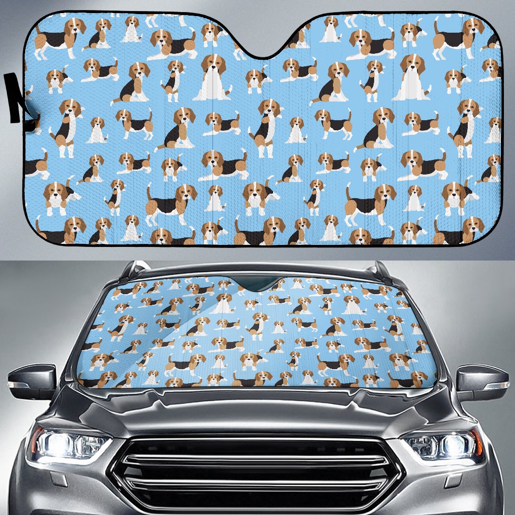 Beagle Pattern Print Design 03 Car Sun Shade-JORJUNE.COM