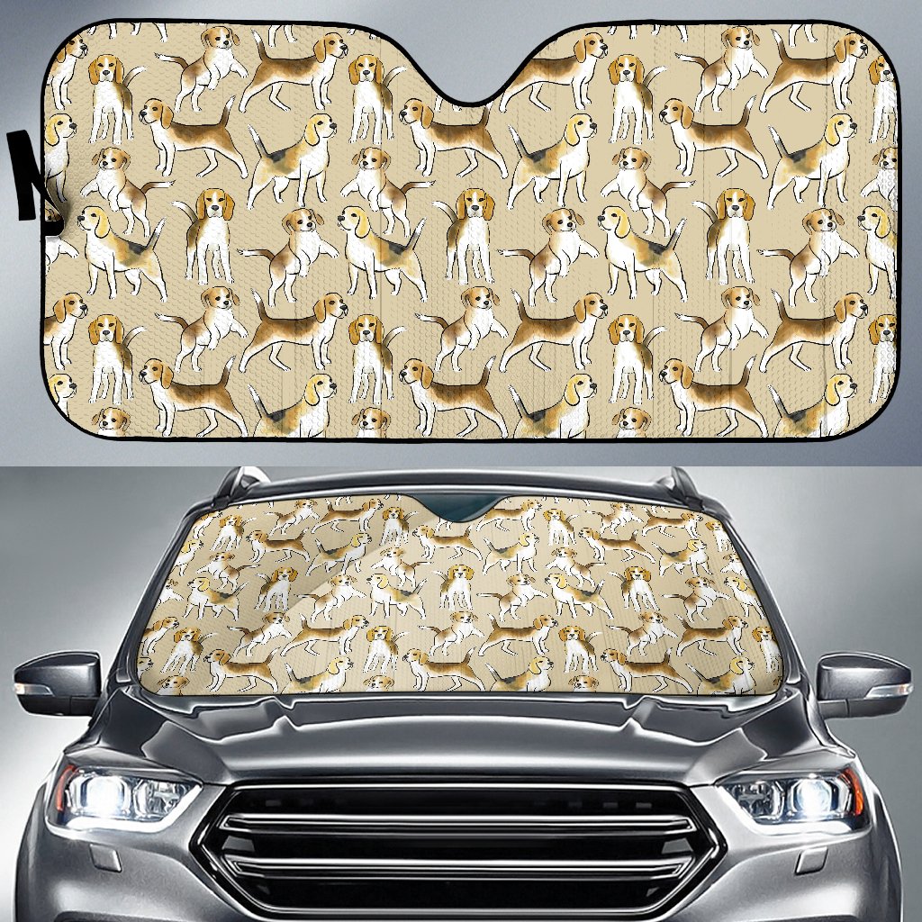 Beagle Pattern Print Design 04 Car Sun Shade-JORJUNE.COM