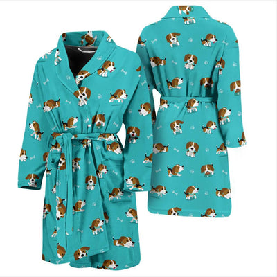 Beagle Pattern Print Design 05 Men Bathrobe-JORJUNE.COM