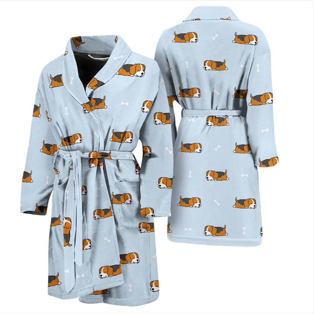 Beagle Pattern Print Design 06 Men Bathrobe-JORJUNE.COM