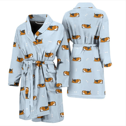 Beagle Pattern Print Design 06 Men Bathrobe-JORJUNE.COM