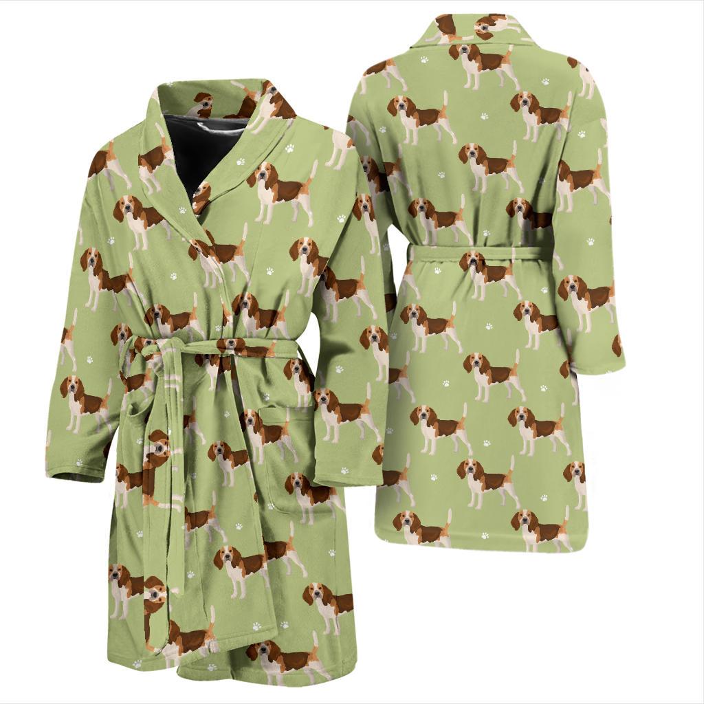Beagle Pattern Print Design 07 Men Bathrobe-JORJUNE.COM