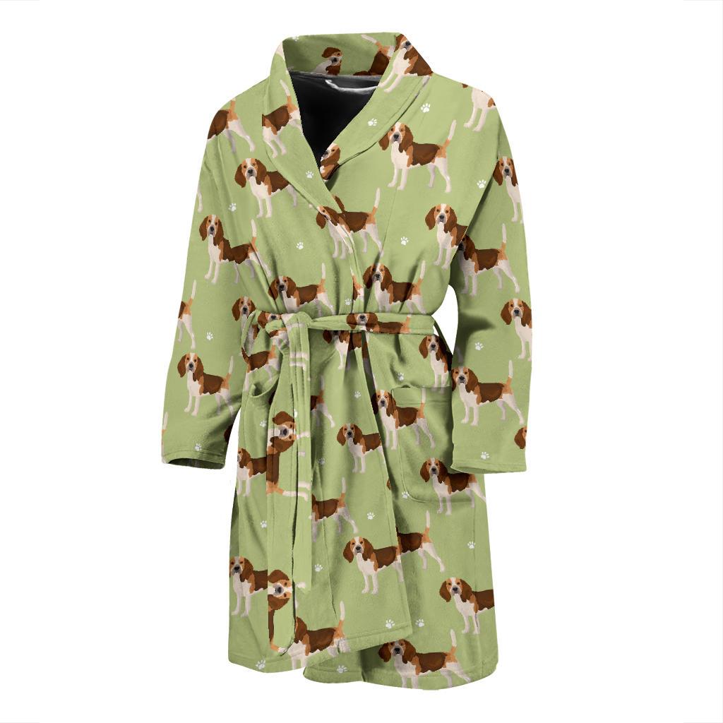 Beagle Pattern Print Design 07 Men Bathrobe-JORJUNE.COM