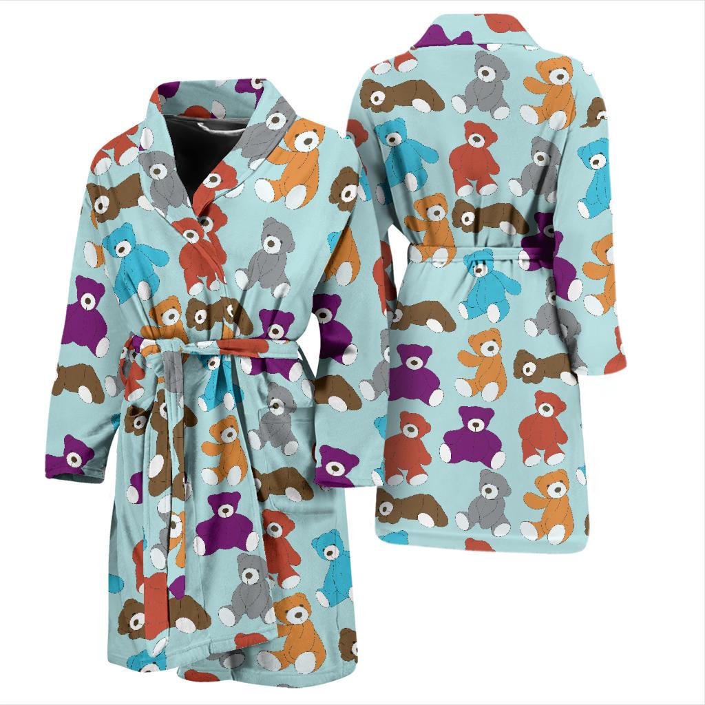 Bear Cute Pattern Print Design 03 Men Bathrobe-JORJUNE.COM