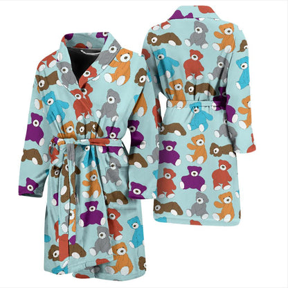 Bear Cute Pattern Print Design 03 Men Bathrobe-JORJUNE.COM