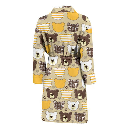 Bear PatchworkPattern Print Design 01 Men Bathrobe-JORJUNE.COM