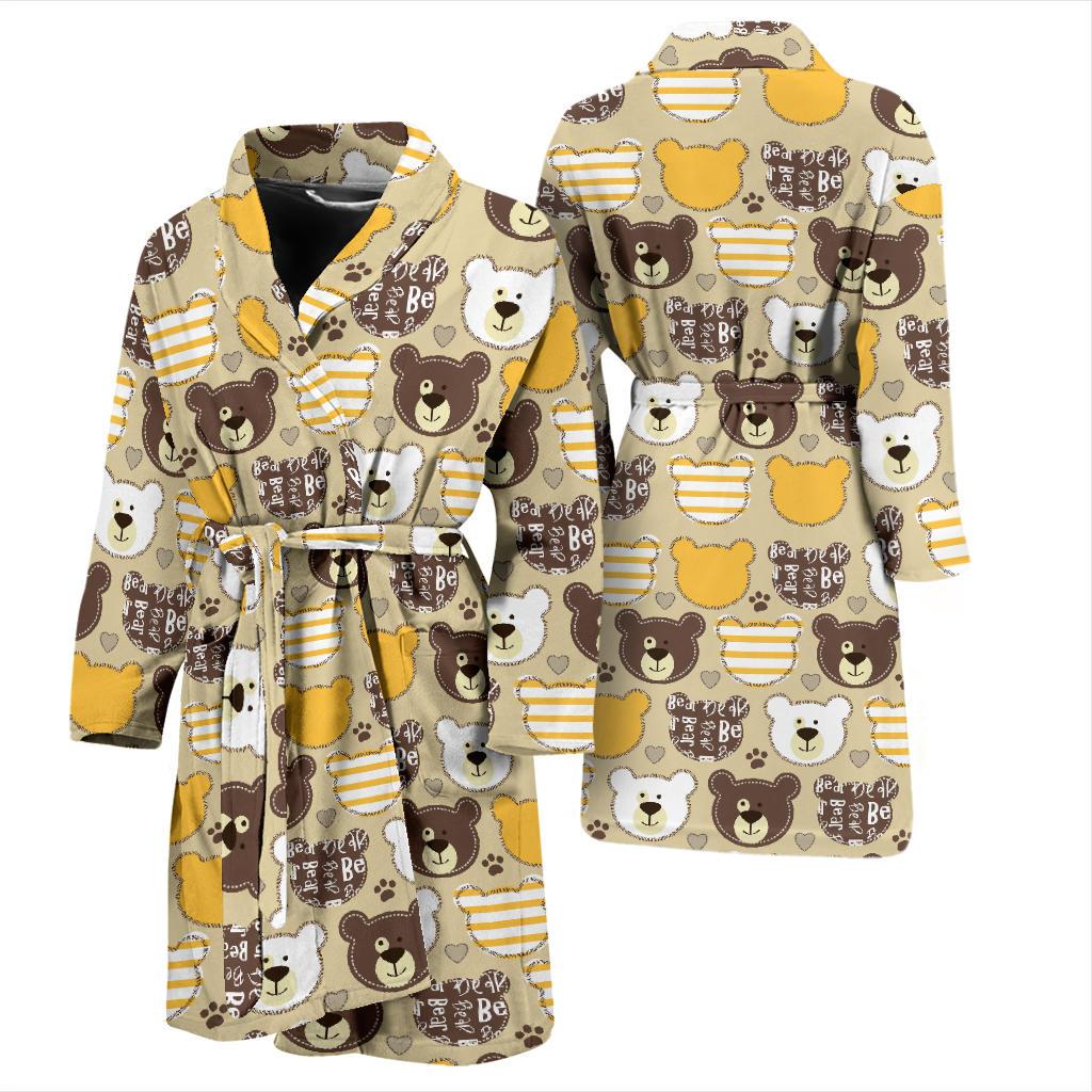 Bear PatchworkPattern Print Design 01 Men Bathrobe-JORJUNE.COM