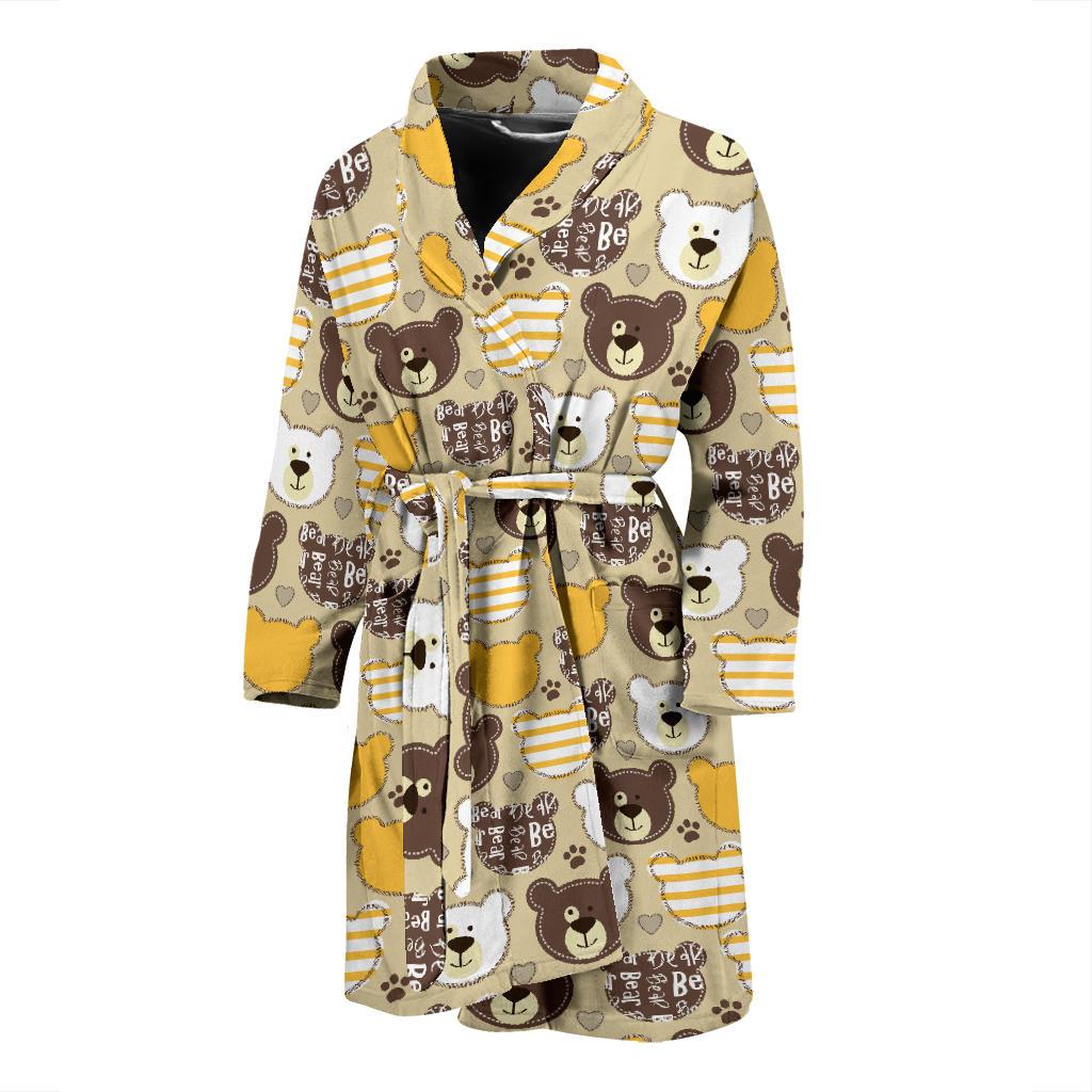 Bear PatchworkPattern Print Design 01 Men Bathrobe-JORJUNE.COM