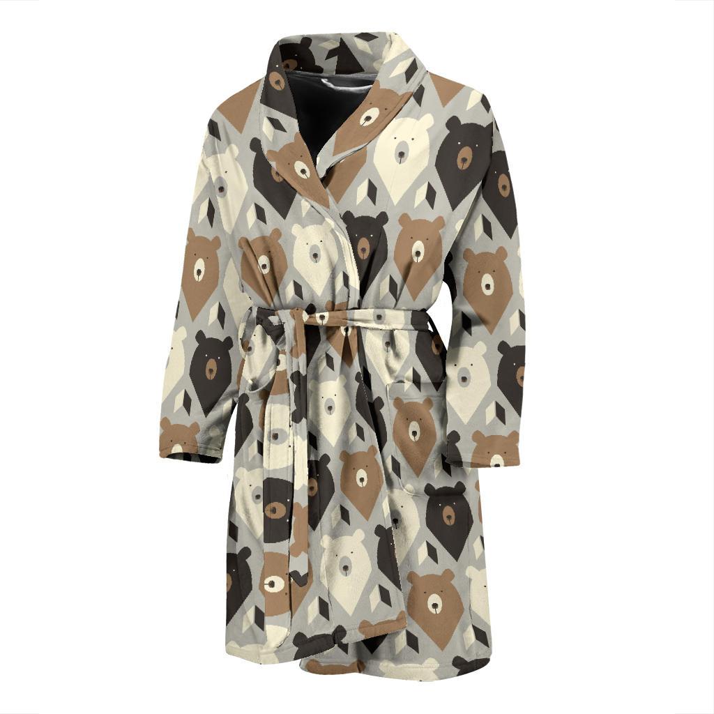 Bear Pattern Print Design 04 Men Bathrobe-JORJUNE.COM