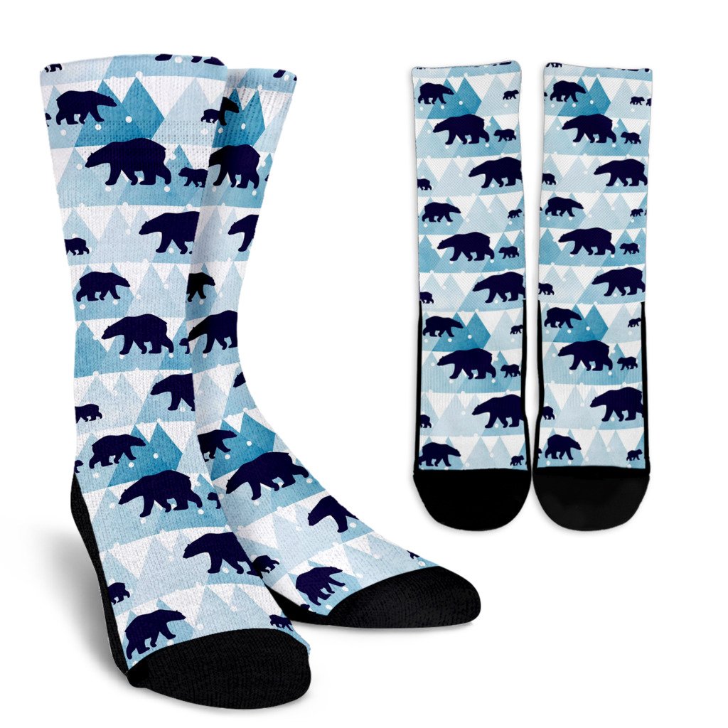 Bear Pattern Print Design BE01 Crew Socks-JORJUNE.COM