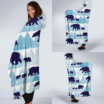 Bear Pattern Print Design BE01 Hooded Blanket-JORJUNE.COM