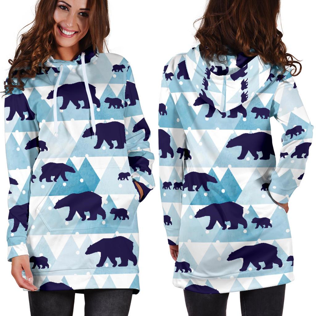 Bear Pattern Print Design BE01 Women Hoodie Dress