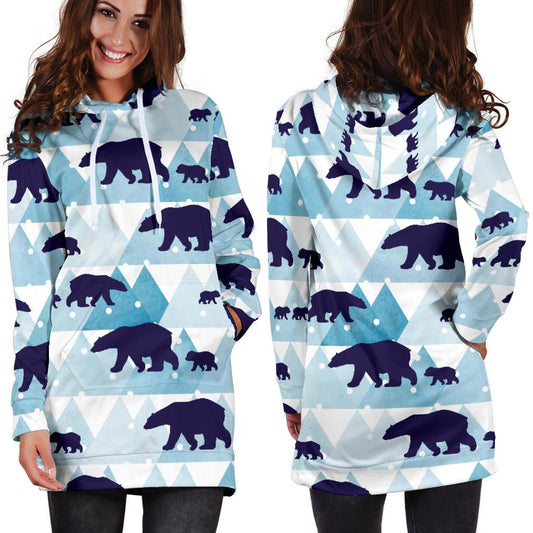 Bear Pattern Print Design BE01 Women Hoodie Dress