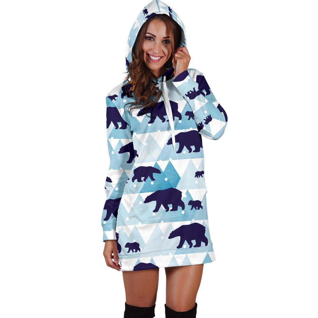Bear Pattern Print Design BE01 Women Hoodie Dress