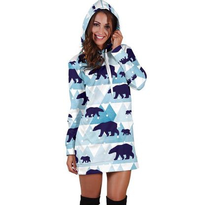 Bear Pattern Print Design BE01 Women Hoodie Dress