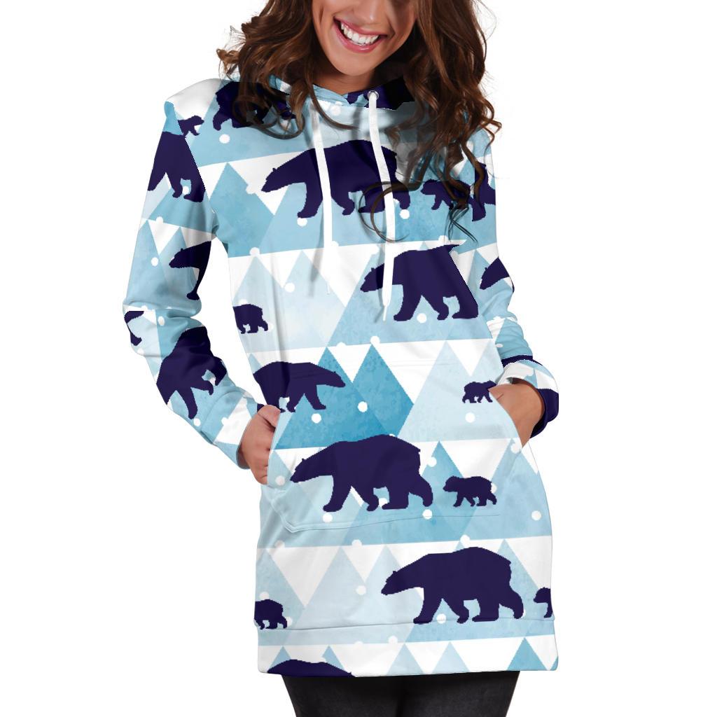 Bear Pattern Print Design BE01 Women Hoodie Dress