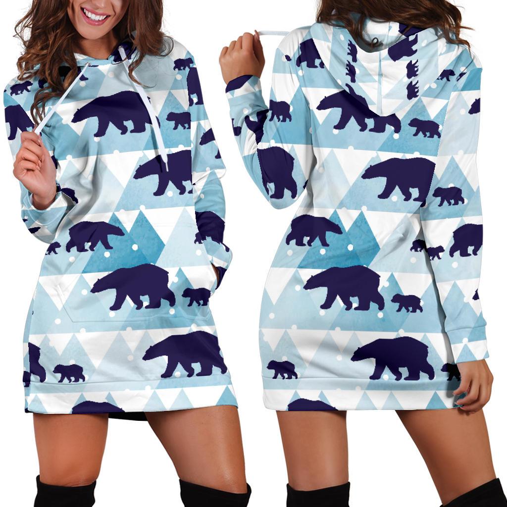 Bear Pattern Print Design BE01 Women Hoodie Dress