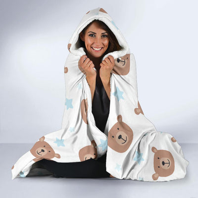 Bear Pattern Print Design BE02 Hooded Blanket-JORJUNE.COM