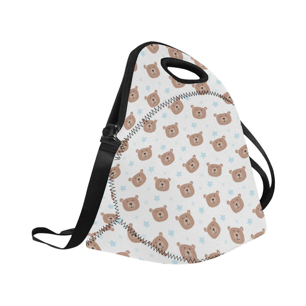 Bear Pattern Print Design BE02 Neoprene Lunch Bag-JorJune