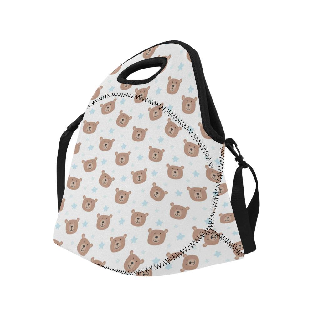 Bear Pattern Print Design BE02 Neoprene Lunch Bag-JorJune