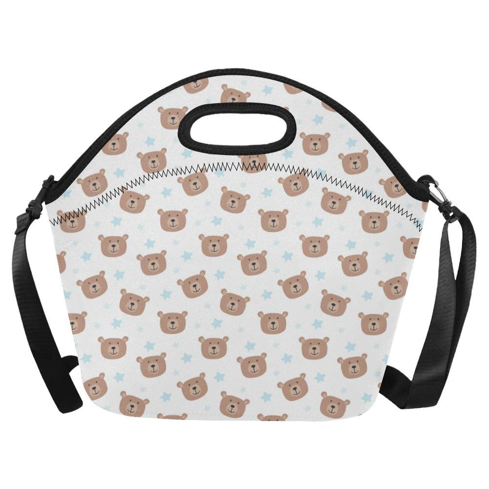 Bear Pattern Print Design BE02 Neoprene Lunch Bag-JorJune