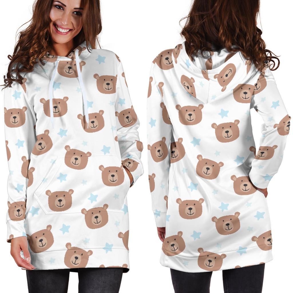 Bear Pattern Print Design BE02 Women Hoodie Dress
