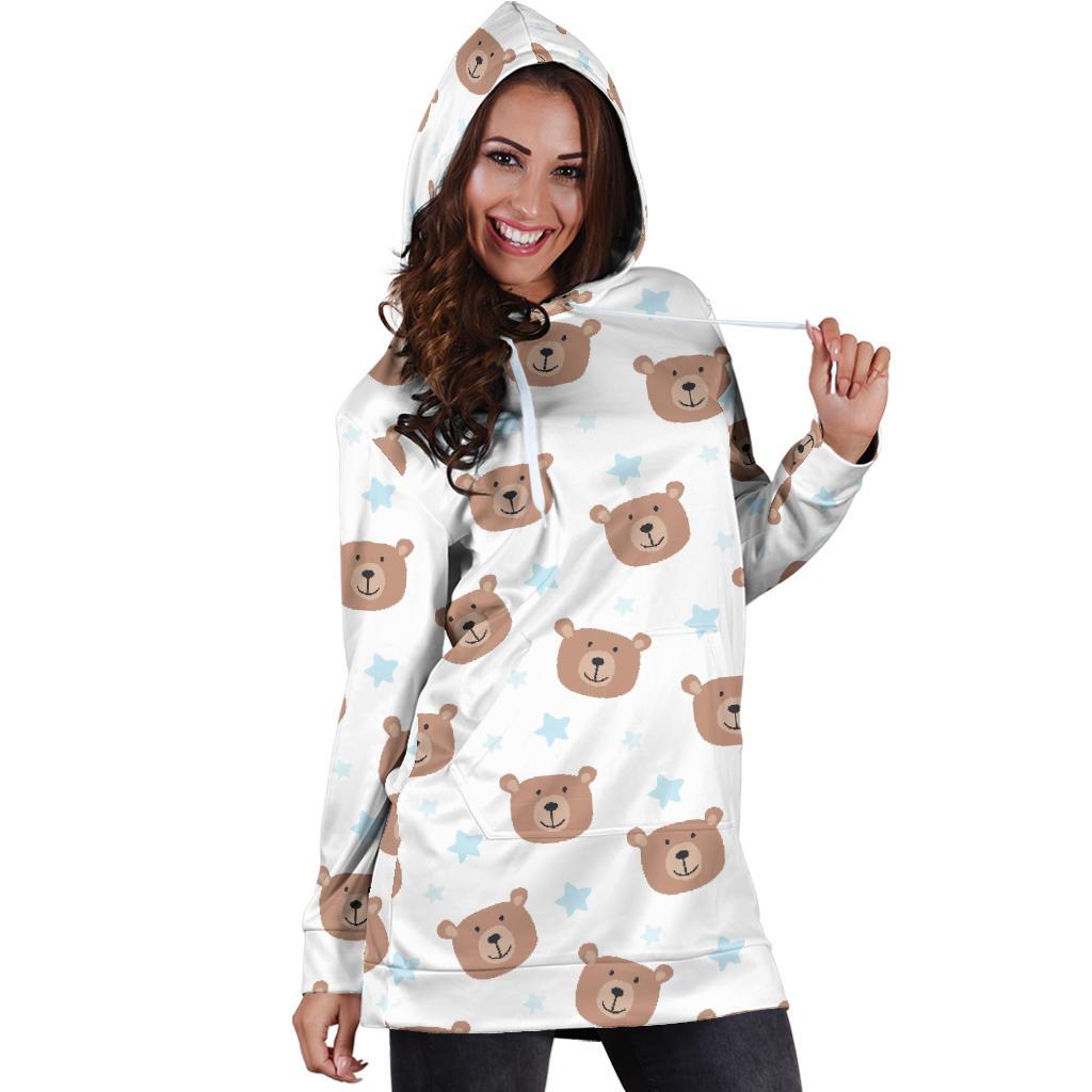 Bear Pattern Print Design BE02 Women Hoodie Dress