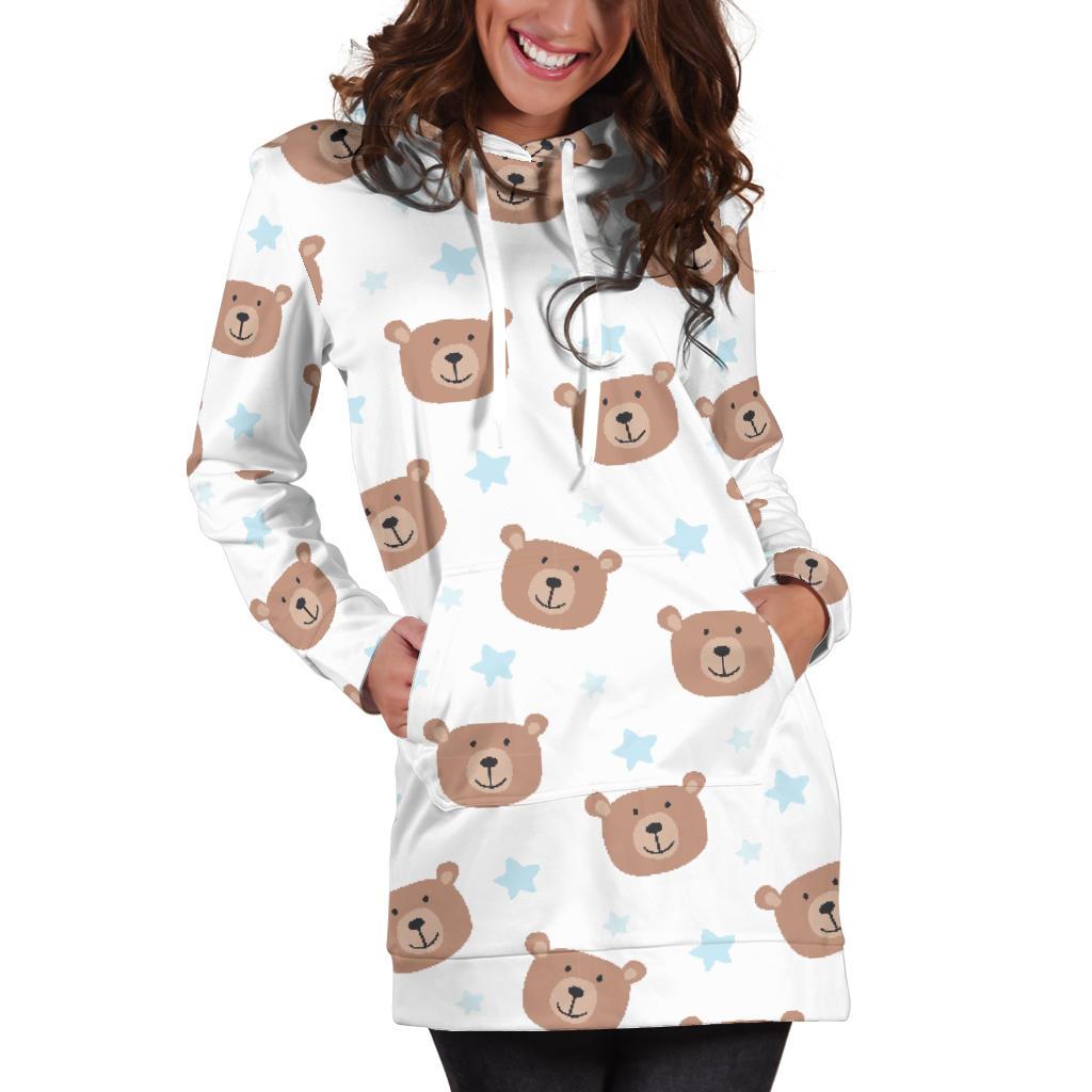 Bear Pattern Print Design BE02 Women Hoodie Dress