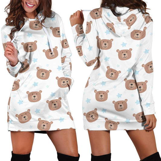 Bear Pattern Print Design BE02 Women Hoodie Dress