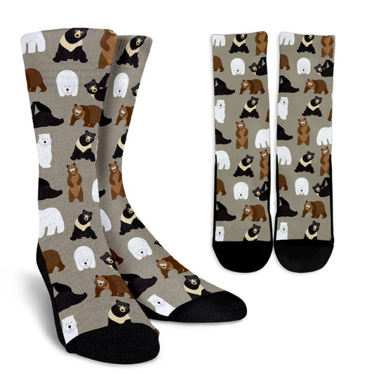 Bear Pattern Print Design BE03 Crew Socks-JORJUNE.COM