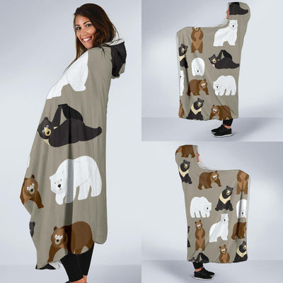 Bear Pattern Print Design BE03 Hooded Blanket-JORJUNE.COM