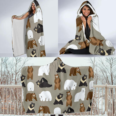 Bear Pattern Print Design BE03 Hooded Blanket-JORJUNE.COM