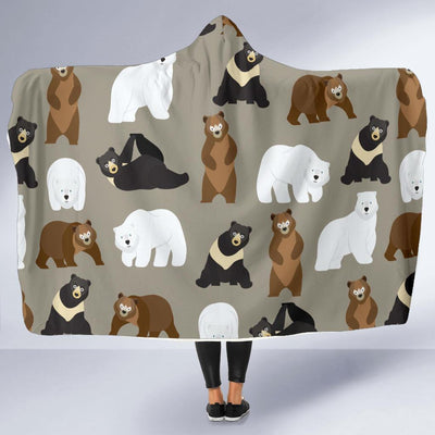 Bear Pattern Print Design BE03 Hooded Blanket-JORJUNE.COM