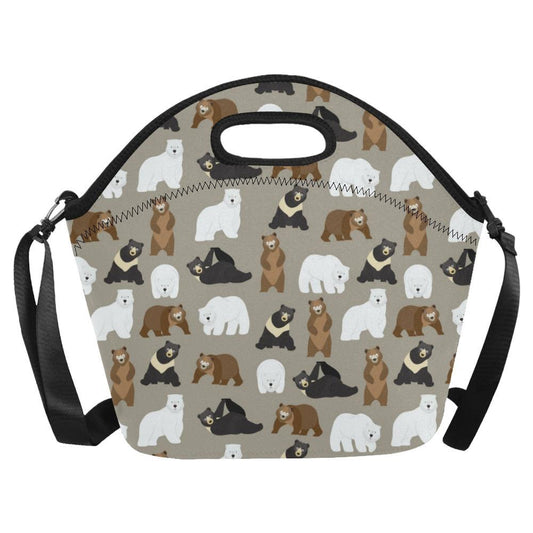 Bear Pattern Print Design BE03 Neoprene Lunch Bag-JorJune