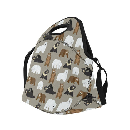 Bear Pattern Print Design BE03 Neoprene Lunch Bag-JorJune