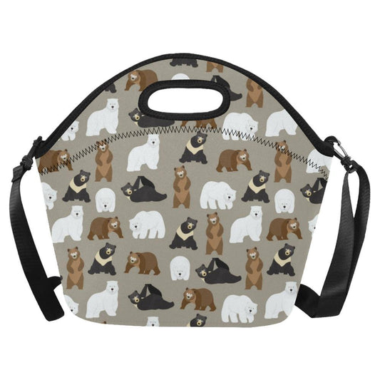 Bear Pattern Print Design BE03 Neoprene Lunch Bag-JorJune