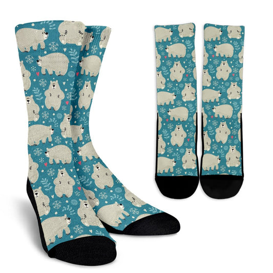 Bear Pattern Print Design BE04 Crew Socks-JORJUNE.COM