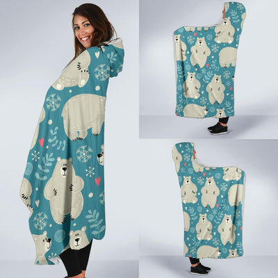 Bear Pattern Print Design BE04 Hooded Blanket-JORJUNE.COM